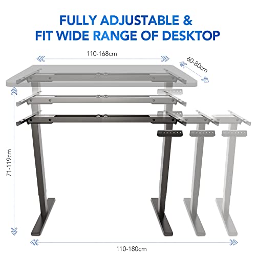 FLEXISPOT EB2 Marco de Escritorio de Pie con Altura Ajustable Eléctrica Standing Desk Mesa Gaming Oficina Ordenador de Acero sólido con 4 Teclado de Memoria automática 2 Motor 2 Etaps(Negro)