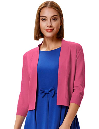 Image of GRACE KARIN Women Cardigan Sweaters Lightweight Knit Cropped Cardigans Trendy 3 /4 Sleeve Shrug Bolero S-3XL