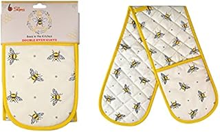 Double Oven Gloves UK Mitts Heat Resistant Mitten Heavy Duty Kitchen Pot Holders Oven Gloves Bumble Bees in the Kitchen Novelty