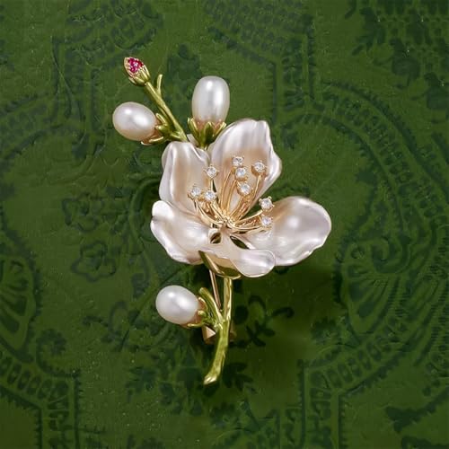 Image of Elegant Pink Lily Flower Brooch Pin for Women - Rhinestone Lily Lapel Pin for Coats, Jackets, and Sweaters