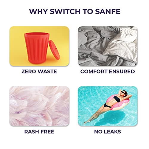 Image of Sanfe FDA Approved Silicone Reusable Menstrual Cup - Small Size with Pouch, Mini Apple Cider Vinegar & Cranberry Intimate Wash & Cup Wash | Ultra Soft Period Cup Made with Liquid Medical Grade Silicone Protection