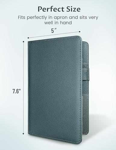 Image of Mymazn Green Server Books for Waitress Book Waiter Book Server Booklet Restaurant Waitstaff Organizer, Serving Book Guest Check Book Holder Money Pocket Fits Server Apron (Greygreen)