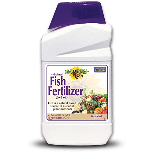 Bonide Garden Rich Hydrolyzed Fish Fertilizer 2-4-0, 32 oz Concentrate for Indoors & Outdoors, Deodorized Formula
