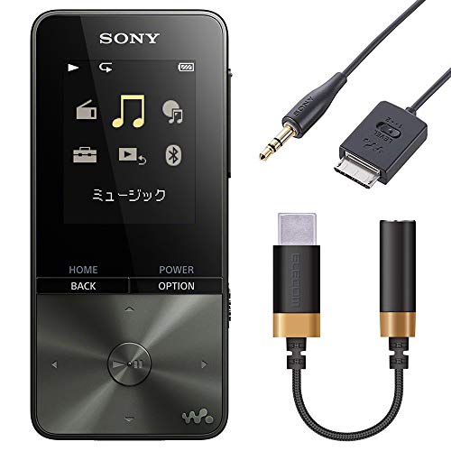 Xperia용SONY 워크맨 S시리즈 MP3플레이어 4GB NW-S313 BC 블랙과 녹음&amp;변환 케이블 세트