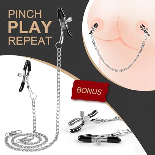 Image of Sex Bondage Leg Restraints with Handcuffs Nipple Clamps, Adjustable Neck to Thigh Sling Straps Wrist Cuffs, BDSM Toys Bed Restraints for Women Couples Beginner (Black Plus)