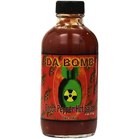 Da Bomb - Ghost Pepper - Original Hot Sauce - 22,800 Scovilles - 4oz Bottles Made in USA with Habanero & Jolokia Peppers- Non-GMO, Gluten Free, Sugar Free, Keto - Pack of 1 Cover