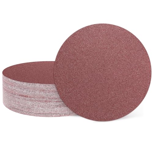 sourcing map 25 Pcs 125mm 5 Inch Sanding Discs, 60 Grit Hook and Loop Sandpaper, No-Hole Aluminum Oxide Orbital Sander Sandpaper for Woodworking Automotive Metal Polishing, Red