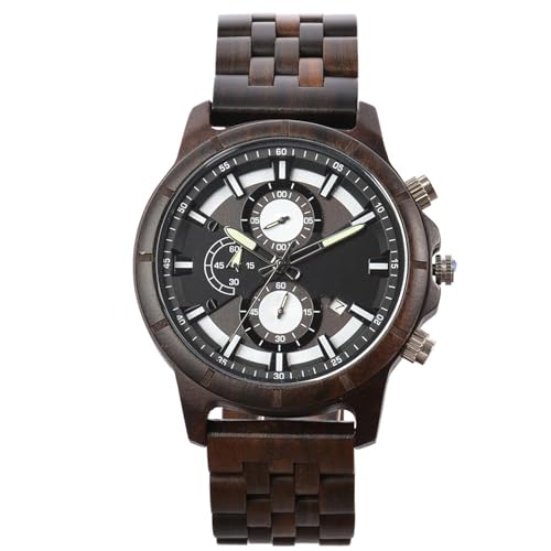 Montre en bois pour homme légère et anti-irritation à mouvement quartz précis