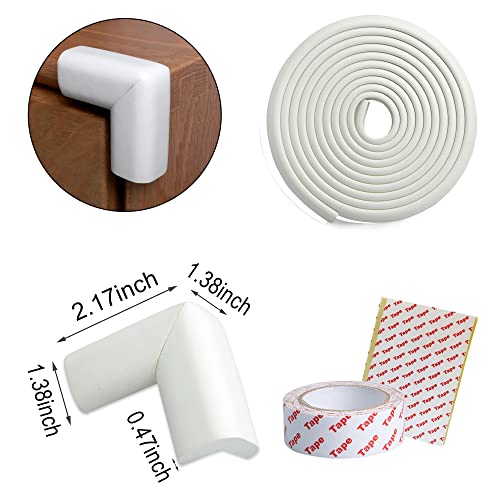 Corner Edge Safety Protector, Soft Foam Strip Baby Proofing Guards(12.5Ft Edge+4Corners,Beige), 3M Adhesive For Table, Furniture, Sharp Edges Protection. Bumper Guards #TOP5