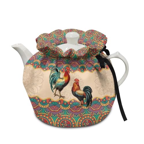Poceacles Boho Mandala Chicken Print Tea Cosy Kitchen Tea Pot Dust Cover Teapot Cozy Breakfast Warmer Tea Pot Cover Insulation Warm Tea Kettle for Home Kitchen Table Hotel Tea Party Restaurant