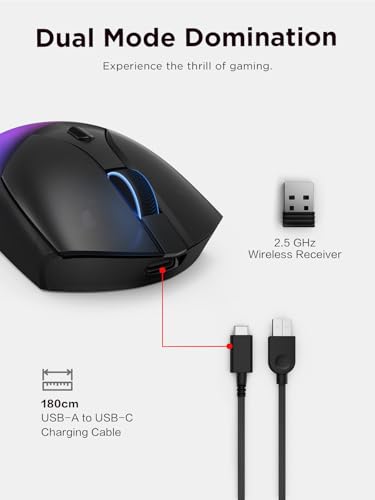Image of Lenovo Legion M410 Wireless RGB Gaming Mouse a€ inch 6 Button Palm Grip Mouse with 16,000 DPI, 53 Hour Rechargeable Battery, 2-Zone RGB Lighting, NVIDIA Reflex Compatible