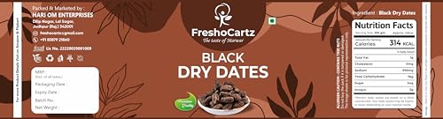 Image of FreshoCartz Black Dry Dates 1kg | Dry Chuhara | Kali Kharak | Sukha Khajur | Kharek | Healthy & Natural Black Dates | Dry Fruits | Jar Pack