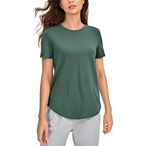 CRZ YOGA Women's Pima Cotton Athletic T-Shirt Cover