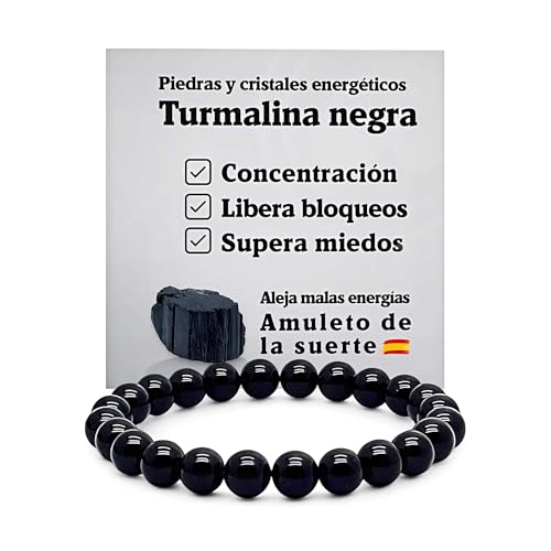 arana's®   Pulsera turmalina negra 8mm   Hilo elástico con cuentas de bolas   Piedras preciosas energéticas para mujer y hombre   Protección ondas electromagnéticas   Repele las malas energías