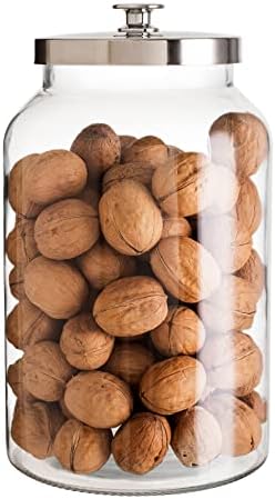 Diamond Star Glass Storage Jar Kitchen Canning Jar Wide Mouth Candy Jar with Brushed Tin Lid (Round(4L))