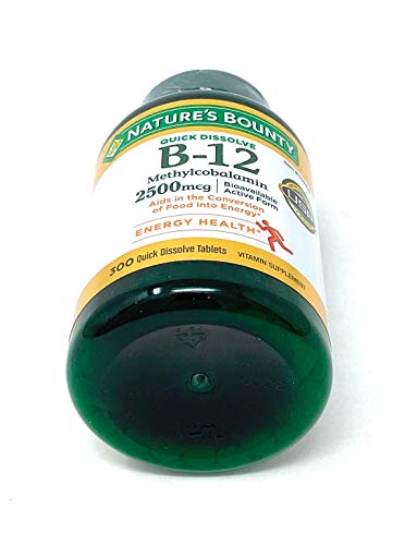 Nature's Bounty Quick Dissolve Fast Acting Vitamin B-12 2500 Mcg, Natural Cherry Flavor (300 Tablets) #TOP3