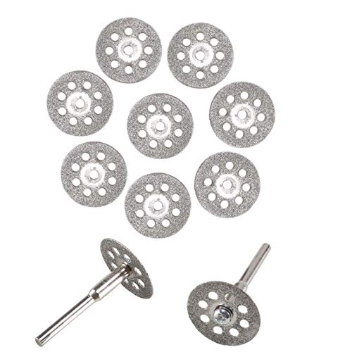 10 pcs Diamond Cutting Wheel Cut Off Discs Coated Rotary Tools W/Mandrel 22mm for Dreemel
