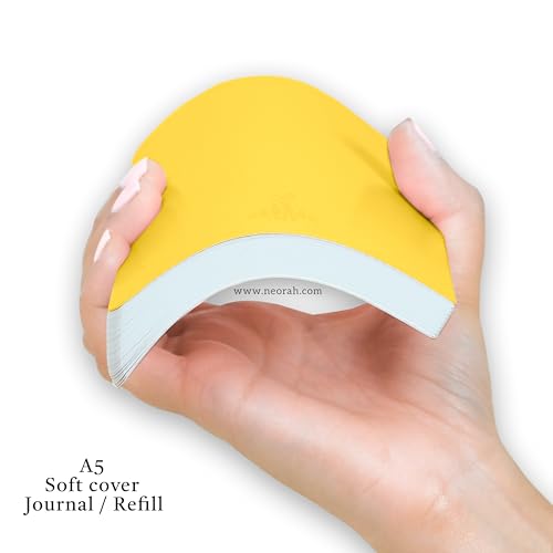 Image of NEORAH - A5 Dotgrid Notebook SOFT COVER | JOURNAL REFILL | Dotted notebook Journal | 110 GSM | 160 pages (Size 21 cm x 14.8 cm) Planner Journaling Writing Note Taking Diary, Travellers Journal- YELLOW