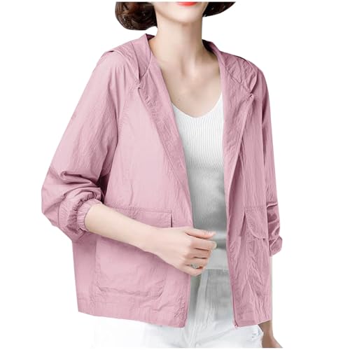 NATHGAM Lightweight Outdoor Sun Shirts for Teen Girls Hiking Long Sleeve UPF 50+ UV Protection Hoodies Full Zip Casual Jacket