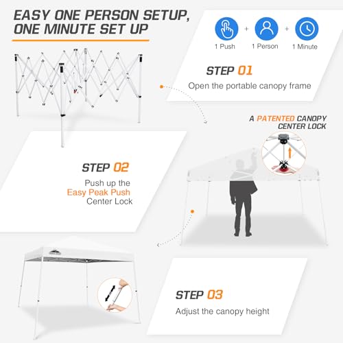EAGLE PEAK 3m x 3m Slant Leg Pop-up Canopy Tent Instant Outdoor Canopy Easy Set-up Folding Shelter, White 2 EAGLE PEAK 3m x 3m Slant Leg Pop-up Canopy Tent Instant Outdoor Canopy Easy Set-up Folding Shelter, White - Image 2