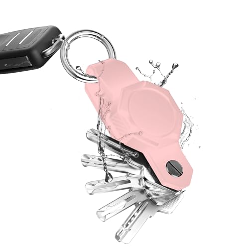 Aircawin Airtag Case & Key Holder, Anti-lost GPS Tracker for Up to 6 Keys - Pink