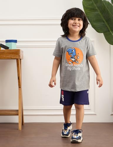 Image of Amazon Brand - Symbol Boys 100% Cotton Graphic Printed Half Sleeves T-Shirt | Age 2-6 Years (Available in Combo Pack of 3 and 5)