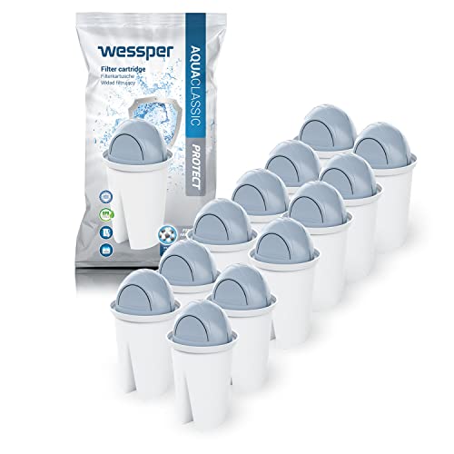 Wessper Classic Wasserfilter Kartuschen für hartes Wasser | Reduziert Kalk und Chlor | Reineres Wasser | Pack 12