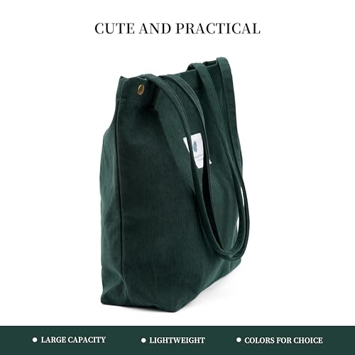 Image of TOPASION Cute Corduroy Tote Bag Canvas Shoulder Handbags for Women Travel Shopping