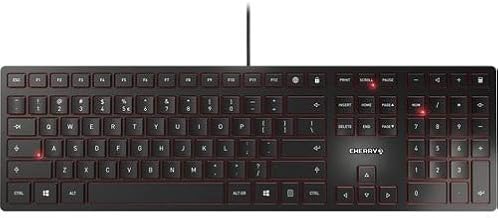 KC 6000 Slim Keyboard - Cable Connectivity - USB Interface - 104 Key - English (US) - Multimedia Hot Key(s) - QWERTZ Keys Layout - SX - Black