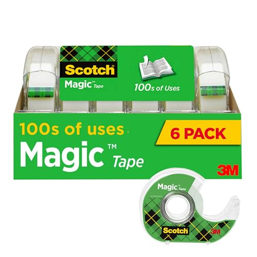 Image of Bundle of Scotch Magic Tape, Invisible, Home Office Supplies and Back to School Supplies, 6 Tape Rolls with Dispensers + Scotch Magic Tape, 3 Dispensered Rolls, Invisible, Clear Tape 3 /4 x 300 Inches