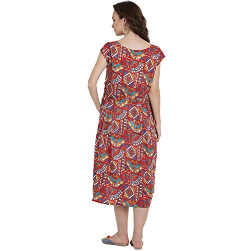 Image of Mine4Nine Women's Rayon Skater Midi Casual Dress