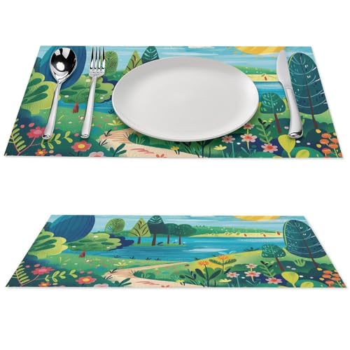 Sets de table lavables en PVC lot de 6 motif rural
