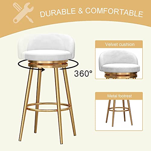 Tabourets de bar en velours de qualité avec cadre en métal robuste