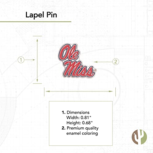 Image of Desert Cactus University of Mississippi Lapel Pin OLEMISS Rebels Made of Metal for Formal Wear, Bag and Hat Jewelry, and Tie Tack
