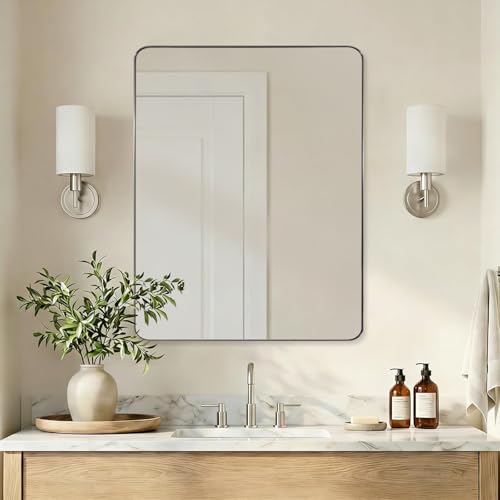 ANDY STAR Brushed Nickel Mirrors for Bathroom Sink, 24x32 Inch