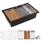 Comparison: Best Sink For Granite Countertop 33 Granite Composite Kitchen Sink - Fulorni 33"x22" Granite Kitchen Sink Drop-In Topmount Ledge Workstation Matte Black Quartz Classic Above Counter Single Bowl Basin