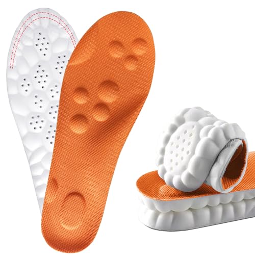 2026 New Steppers Insoles for Men & Women Shoe Inserts Anti Fatigue Shock Absorption Foot Pain Relief (Orange Men: 9-9.5/Women: 10-10.5)