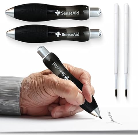 Fat Heavy Weighted Pens | Set of Two Super Big Pens Including TWO BONUS INK REFILLS | Large Wide Grip Pens Aids Writing For Those With Arthritis, Parkinson's, Carpal Tunnel & Essential Hand Tremors Cover