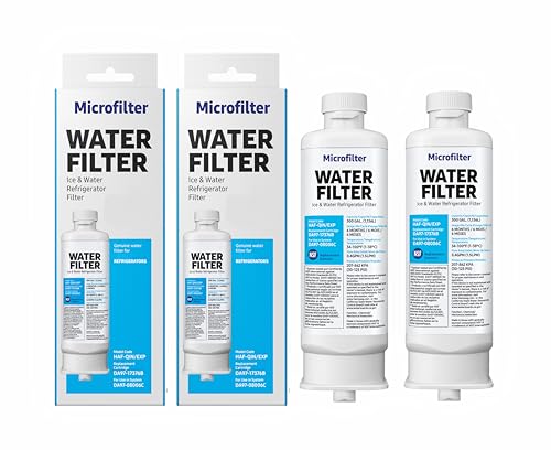 Microfilter HAF-QIN/EXP DA97 Water Filter Replacement Compatible with DA97-17376B Carbon Block 99% Contaminant Reduction Fresh Water & Ice 12 Month Life 2 PACK