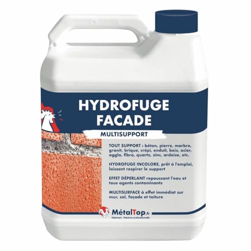 Metaltop - Hydrofuge Facade - 20 L - Traitement hydrofuge sans film, microporeux, résistant UV, application facile