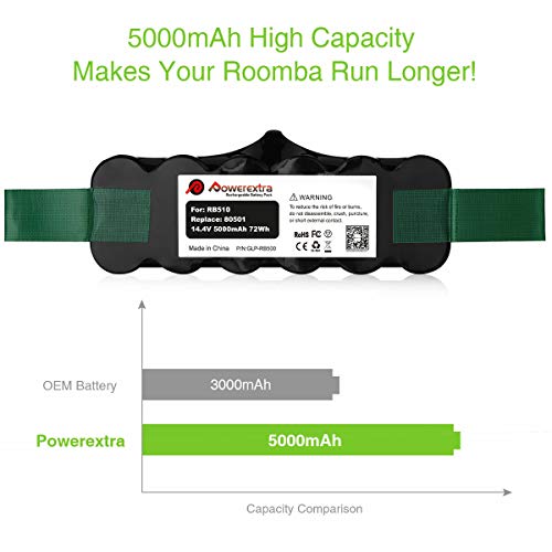 Powerextra 5000mAh Ni-MH Replacement Battery Compatible with iRobot 500, 600, 700,800 Series, 510 530 535 540 550 560 570 580 610 760 770 780 800 870 880 Robotic Vacuums 5 Gallery Image