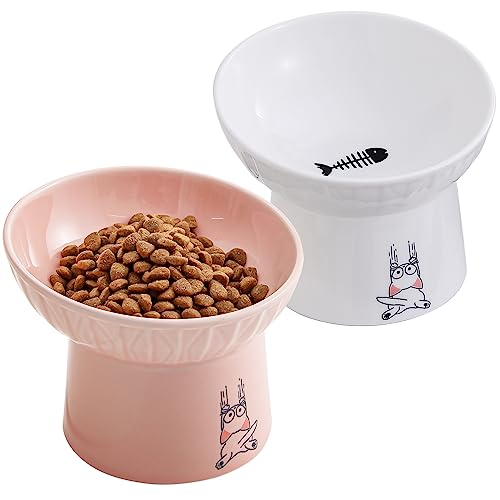 Omaykey65inchextrawideceramicraisedcatbowlsporcelaintiltedelevatedcatfoodwaterbowldishstressfreepetfeederdishesforcatssmalldogswhiskerfatiguewhitepink Urban Country Home Decor Omaykey 65 inch extra wide ceramic raised cat bowls porcelain tilted elevated cat food water bowl dish stress free pet feeder dishes for cats small dogs whisker fatigue white pink urban country home decor