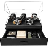 Elevate Your Watch Collection with The Curator Pro – Premium Watch Display Case for 5 Watches – Easy Access, Large Drawer & Leather Lining – Wooden Mens Watch Box & Watch Case – Lifetime Assurance