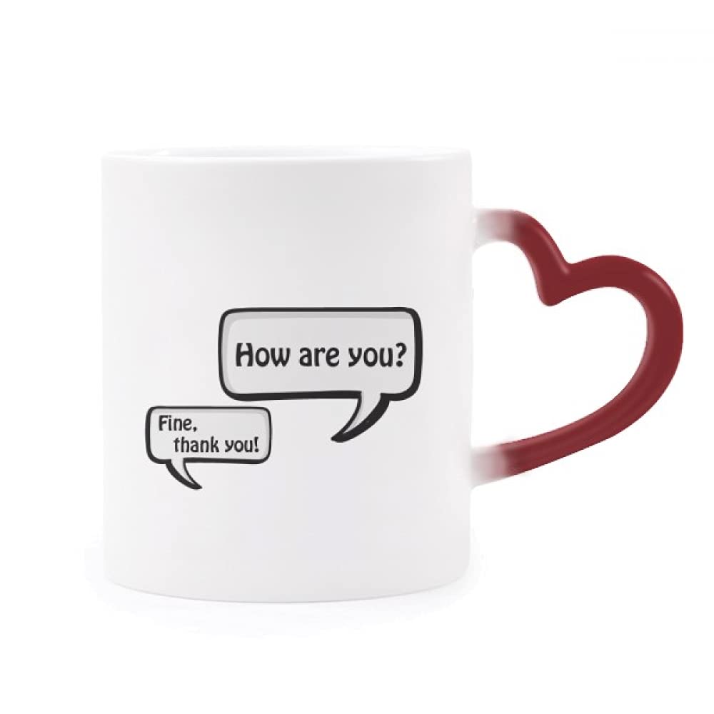 Daily Language Chat Greetings Care Heat Sensitive Mug Red Color Changing Stoneware Cup