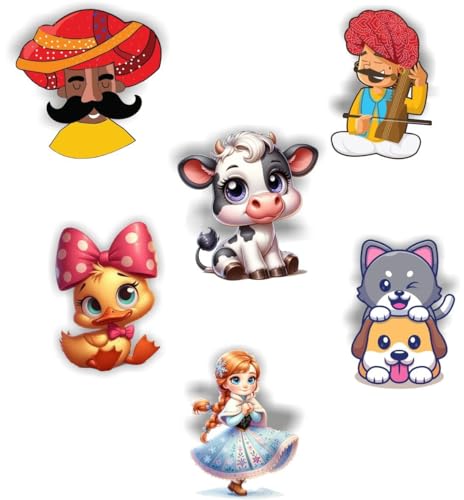 Image of Jwalpa Collection Fridge Magnet Baby Animal Decorative for almirah Set of 6 Refrigerator MDF Wooden Home Kitchen Decor Magnets, Washing Machine,Study Table Stylish, Cafe, Office (Design 02)