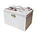 JRZTC Schmuckschatullen 3 Tier Schmuckschatulle mit Blumenornamenten PU Leder Schmuck Organizer Weiß Reise Schmuck Aufbewahrungskoffer Ohrring Ring Halskette Handwerk Schrank f