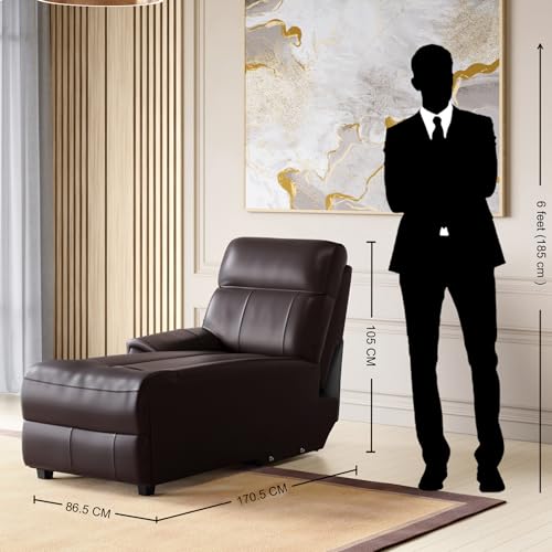 Image of Home Centre Stockholm Half Leather 1-Seater Push Back Lounge Recliner - Brown
