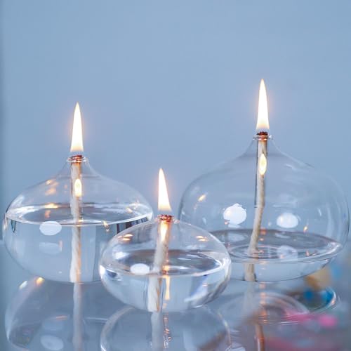 GXFCCYXT Oil Candles for Indoor Use -Set of 3 Refillable Liquid Petite Oil lamp - Sturdy Borosillicate Glass Oil Candle