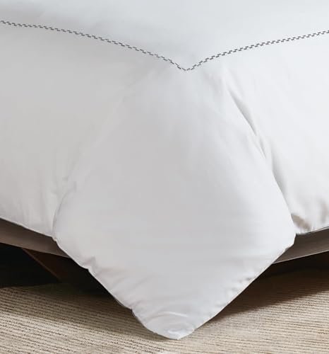 Majestic Giftware Madison Linen 4 Pcs 48" Full Size Duvet Bedding Set (BL53-48F-4pcs) Normandy - Gray 400 TC 100% Cotton Sateen |1 Fitted Sheet, 1 Duvet, 2 Pillowcases - Noble Collection