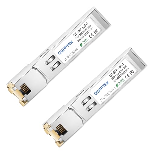 Image of QSFPTEK 10GBASE-T SFP+ to RJ-45, 10Gbe SFP Copper Ethernet Module Networking Transceivers mini gbic Compatible SFP-10G-T RJ-45 30m and Other Open Switch, 2pcs